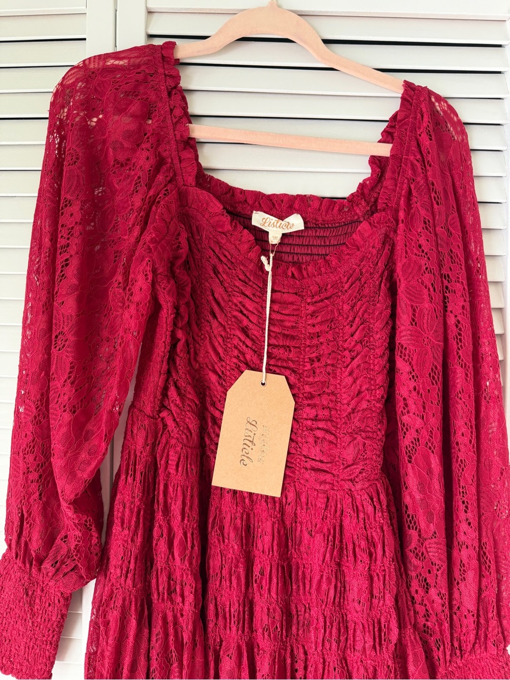 Listicle Women's magenta Lace Midi Dress - Picture 2 of 8